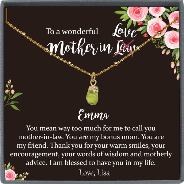 Mother in Law Gifts, Mother-In-Law Necklace: Mother-In-Law Birthday Gift, Mother-In-Law Gift Mother-In-Law Necklace To My Mother-In-Law Card