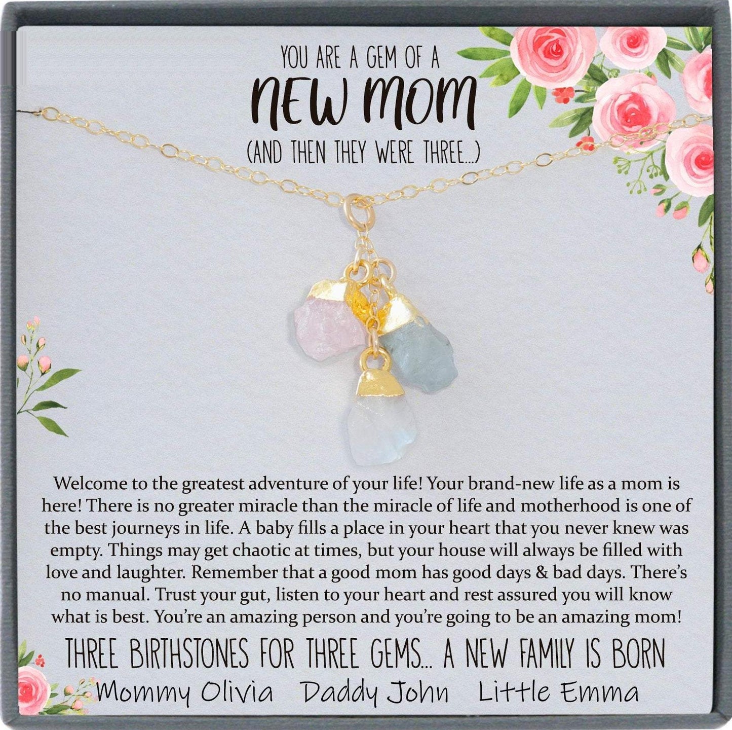 New Mom Gift Jewelry, First Time Mom Gift for first Mother's day Gift for New Mom Necklace Birthstone, New mommy Gift