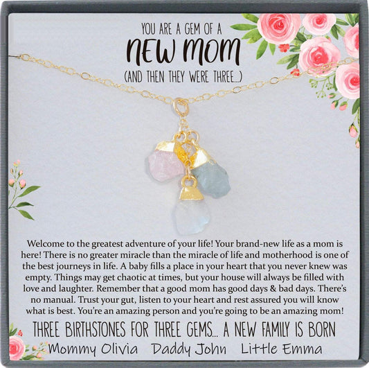 New Mom Gift Jewelry, First Time Mom Gift for first Mother's day Gift for New Mom Necklace Birthstone, New mommy Gift