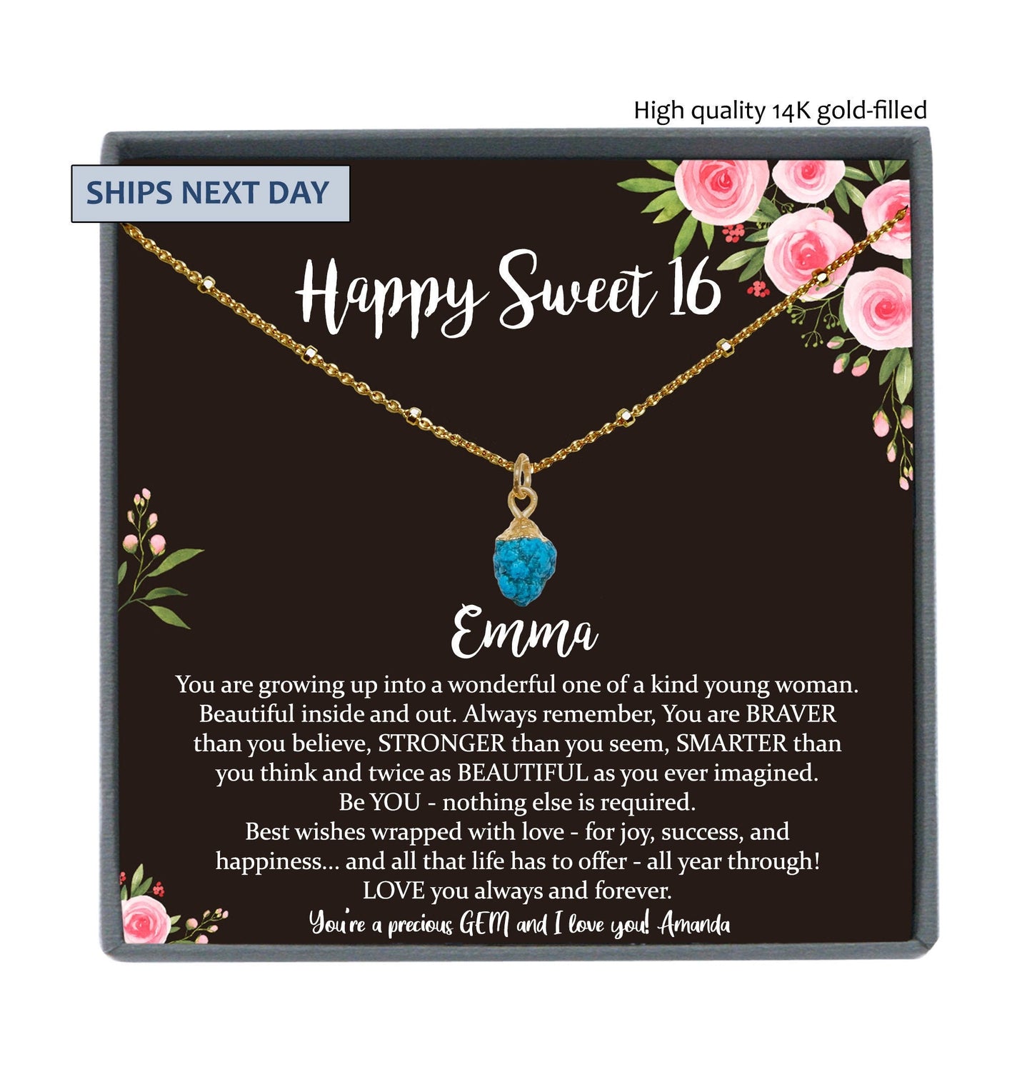 Sweet 16 Gift, 16th Birthday Gift Girl Birthstone Necklace, Sweet 16 Necklace, Gift for 16 Year old Girl, Sweet Sixteen Jewelry Personalized