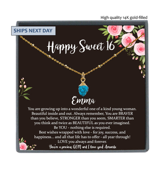 Sweet 16 Gift, 16th Birthday Gift Girl Birthstone Necklace, Sweet 16 Necklace, Gift for 16 Year old Girl, Sweet Sixteen Jewelry Personalized