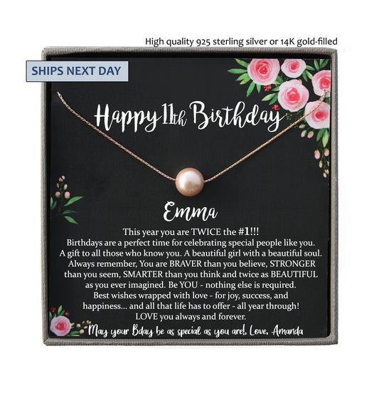 11th birthday girl, 11th birthday gift, Eleventh Birthday Necklace, gift for 11 year old girl gifts,