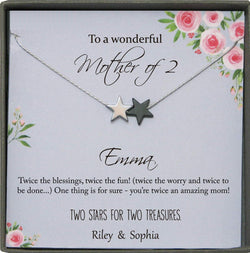 Second Time Mom Gift Baby Shower Gift Necklace for Mom Gift for Birth of 2nd Child, Baby Number 2 gift Second Child Twin Mama Twin Baby Gift