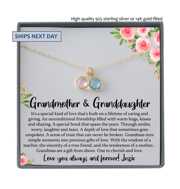 Birthstone Necklace for Grandma Necklace, Birthstone Necklace Grandmother Gift for Grandma Gift, Personalized Grandma Necklace Mothers Day