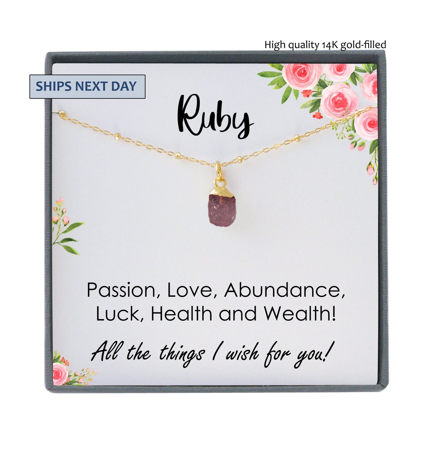 Raw Ruby Necklace, Ruby Pendant Necklace, Natural Ruby Necklace, Ruby Birthstone Necklace, Genuine Ruby Necklace, July Birthday, Real Ruby