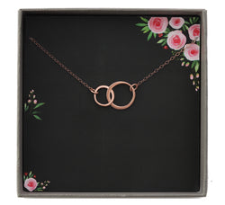 Infinity Necklace Rose Gold, Interlocking Circle Necklace For Women, Simple Mother Daughter Double Circle Pendant, Bridesmaid Jewelry Gifts
