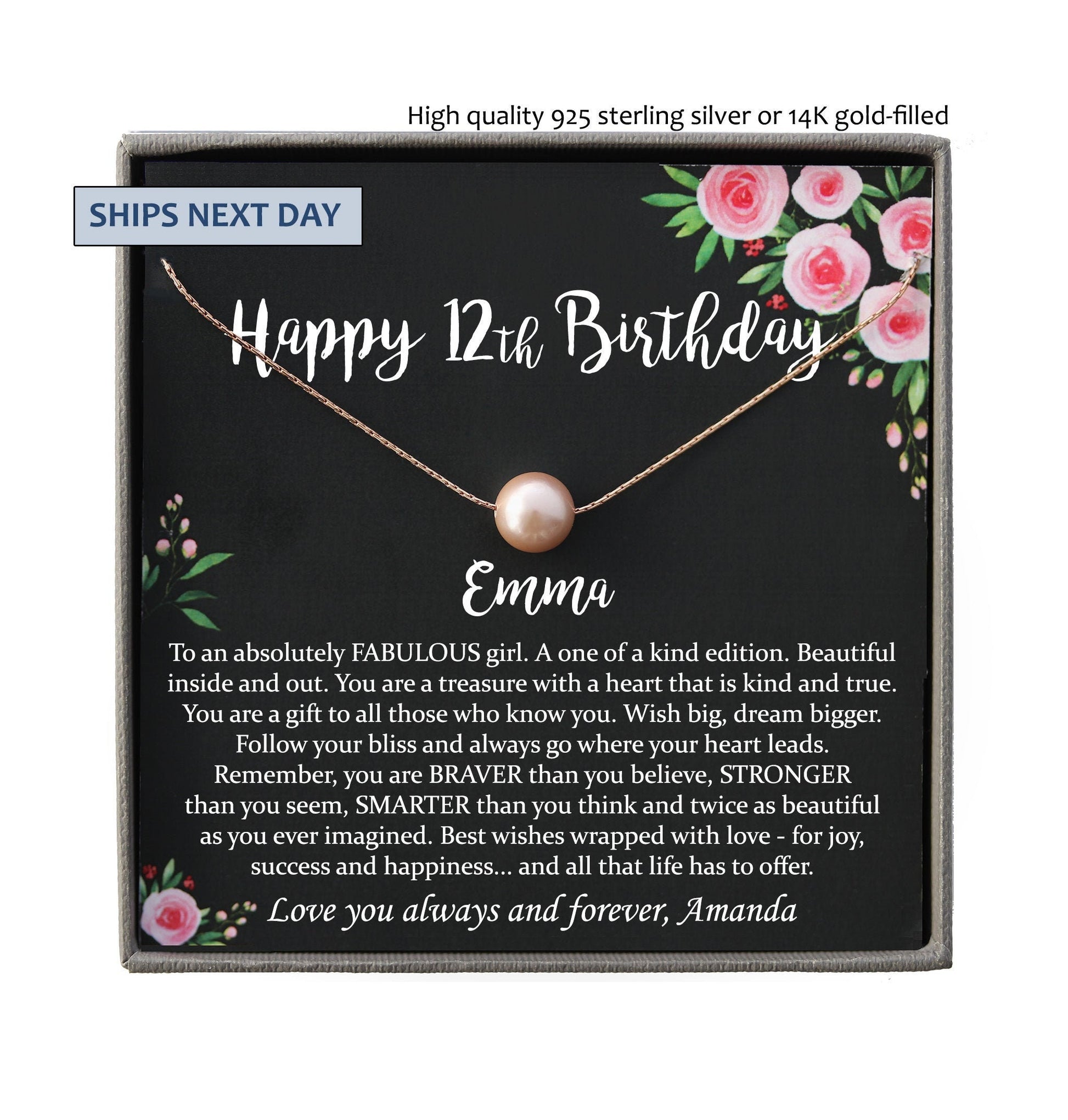12th birthday girl, 12th birthday gift, Twelfth Birthday Necklace, gift for 12 year old girl gifts