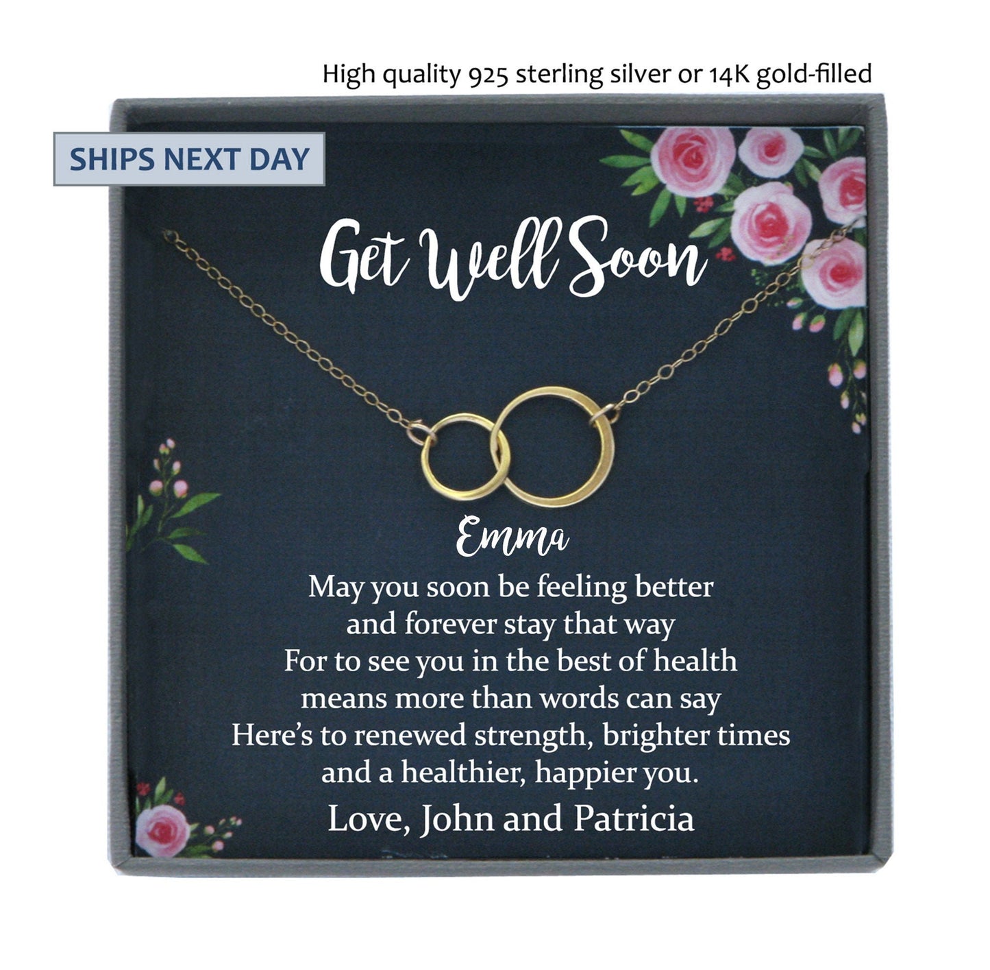 Recovery Gifts, Personalized Get Well Gift Necklace for Women, Cancer, Illness, Sick Friend Gift, Surgery Gifts, Get Well Soon Gift