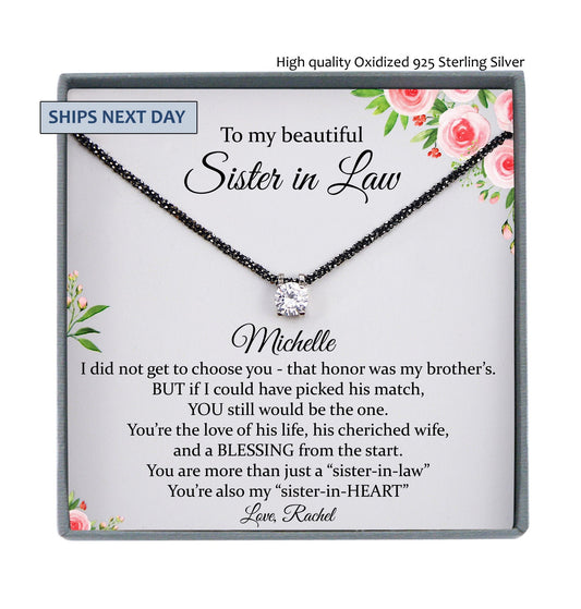 Sister-In-Law Gift Necklace, Personalized Sister in Law Birthday Gift, Jewelry From Sister-In Law 925 Sterling Silver