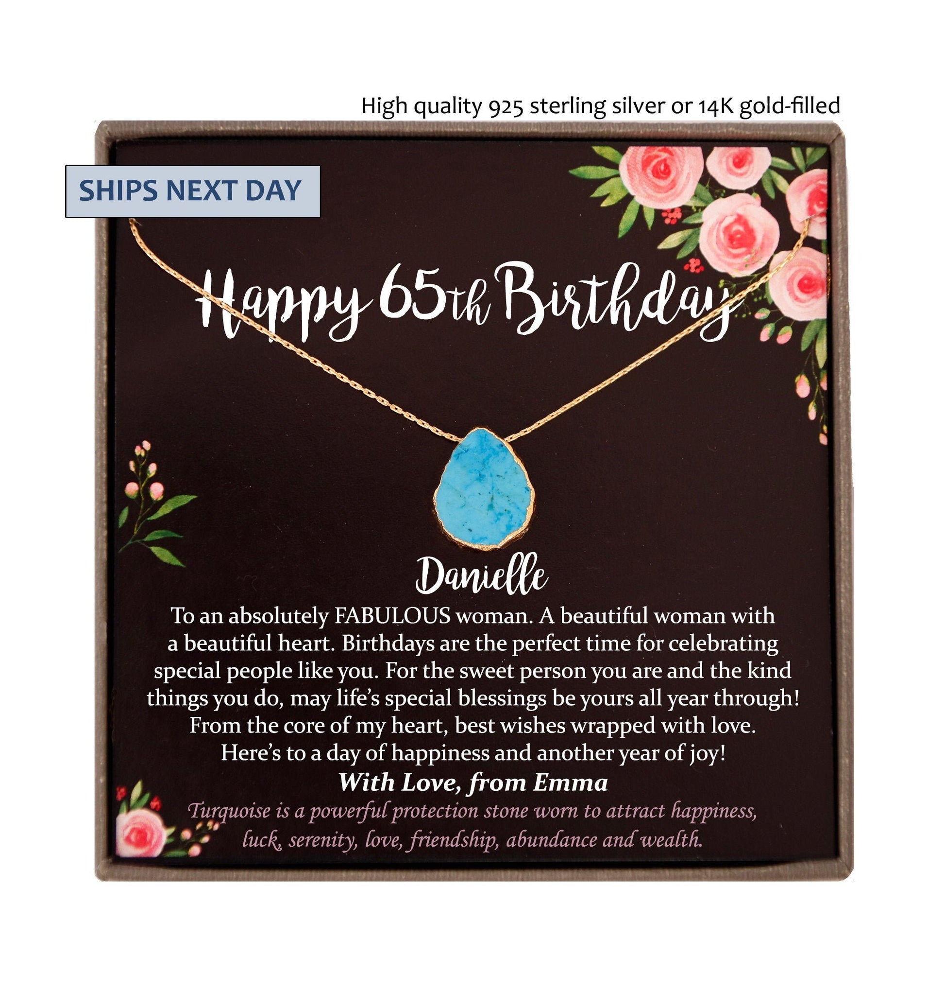 65th Birthday Gift for Women, 65 year old birthday gift, 65th birthday necklace, gift for 65 year old woman, Mom, Friend