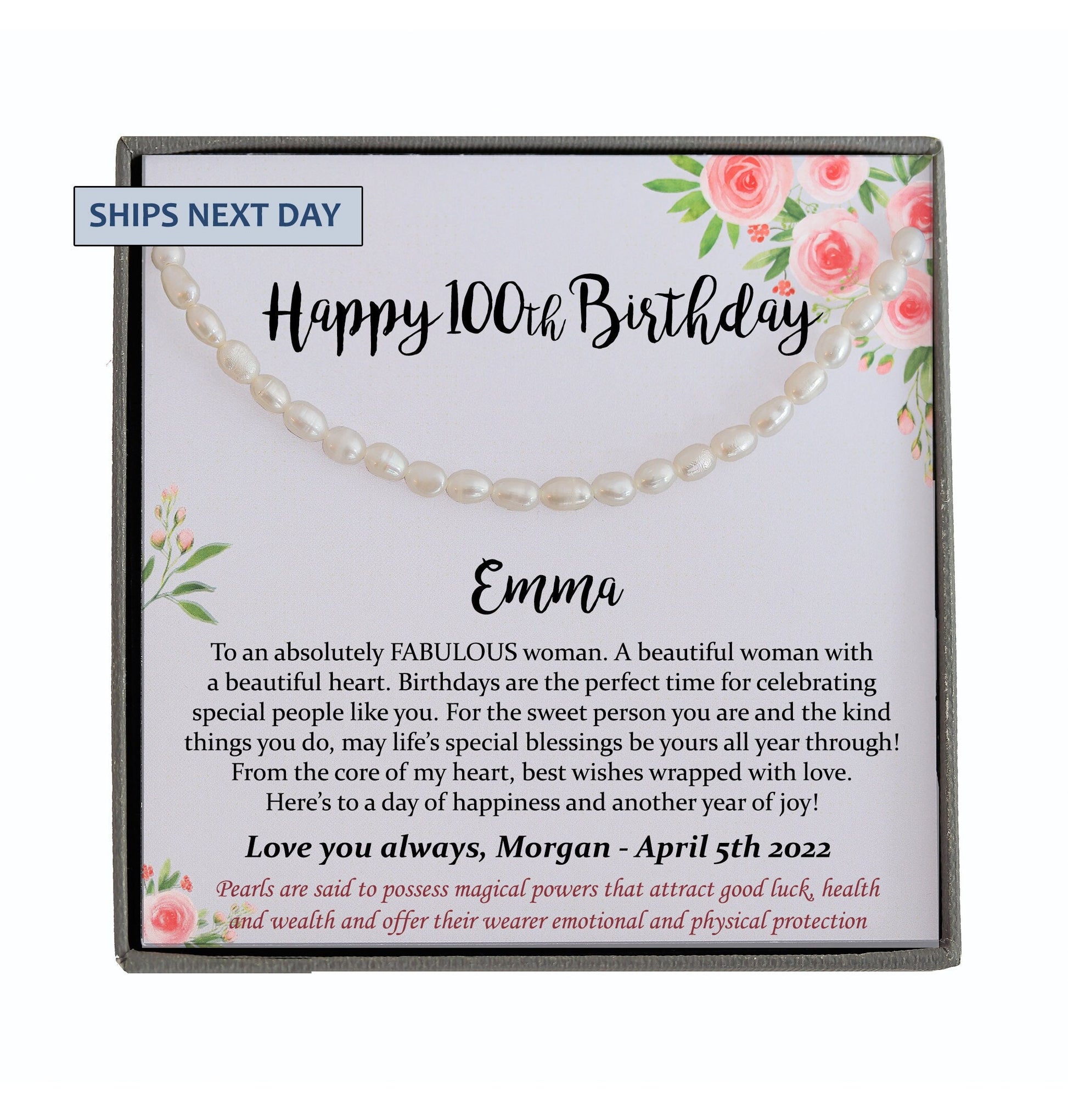 100th Birthday Gift for Women, 100 year old birthday gift, 100th birthday necklace, gift for 100 year old woman, Friend, Mom, Aunt, Grandma