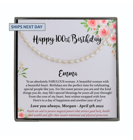 100th Birthday Gift for Women, 100 year old birthday gift, 100th birthday necklace, gift for 100 year old woman, Friend, Mom, Aunt, Grandma