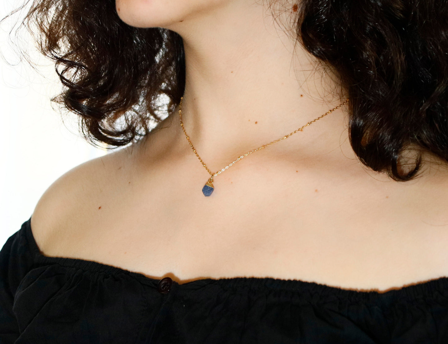 September Birthstone Necklace, Raw Sapphire Necklace, Genuine Sapphire Necklace for Women, September Birthday Gifts, September Gift