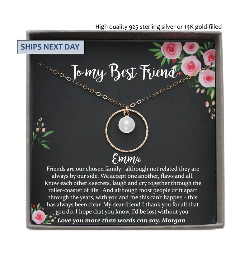 Best Friend Gifts, Best Friend Necklace, BFF Necklace, Best Friend Birthday Gift, Personalized Gift, Pearl Necklace