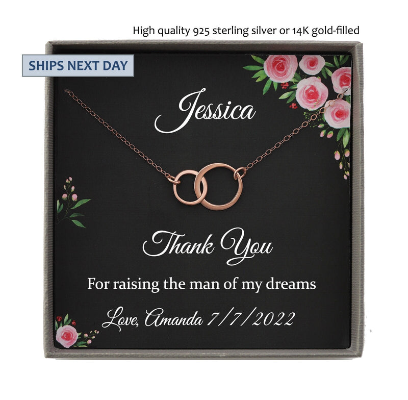 Thank you for raising the Man of my Dreams Necklace, Mother of the Groom Gift from Bride to Mother in Law Wedding Gift, Rose Gold Necklace