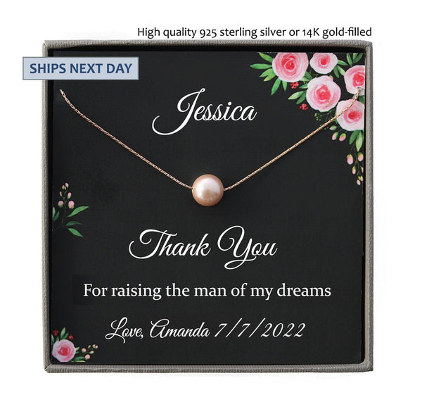Thank you for raising the Man of my Dreams Necklace, Wedding gift for Mother of the Groom Gift for Mother In Law from Bride Thank you Gift
