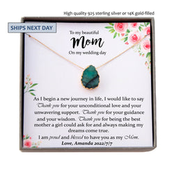 Mother of the Bride Gift from Daughter Mother of the Bride Necklace from Bride Green Emerald necklace Mom of Bride Gift To Mom from Bride