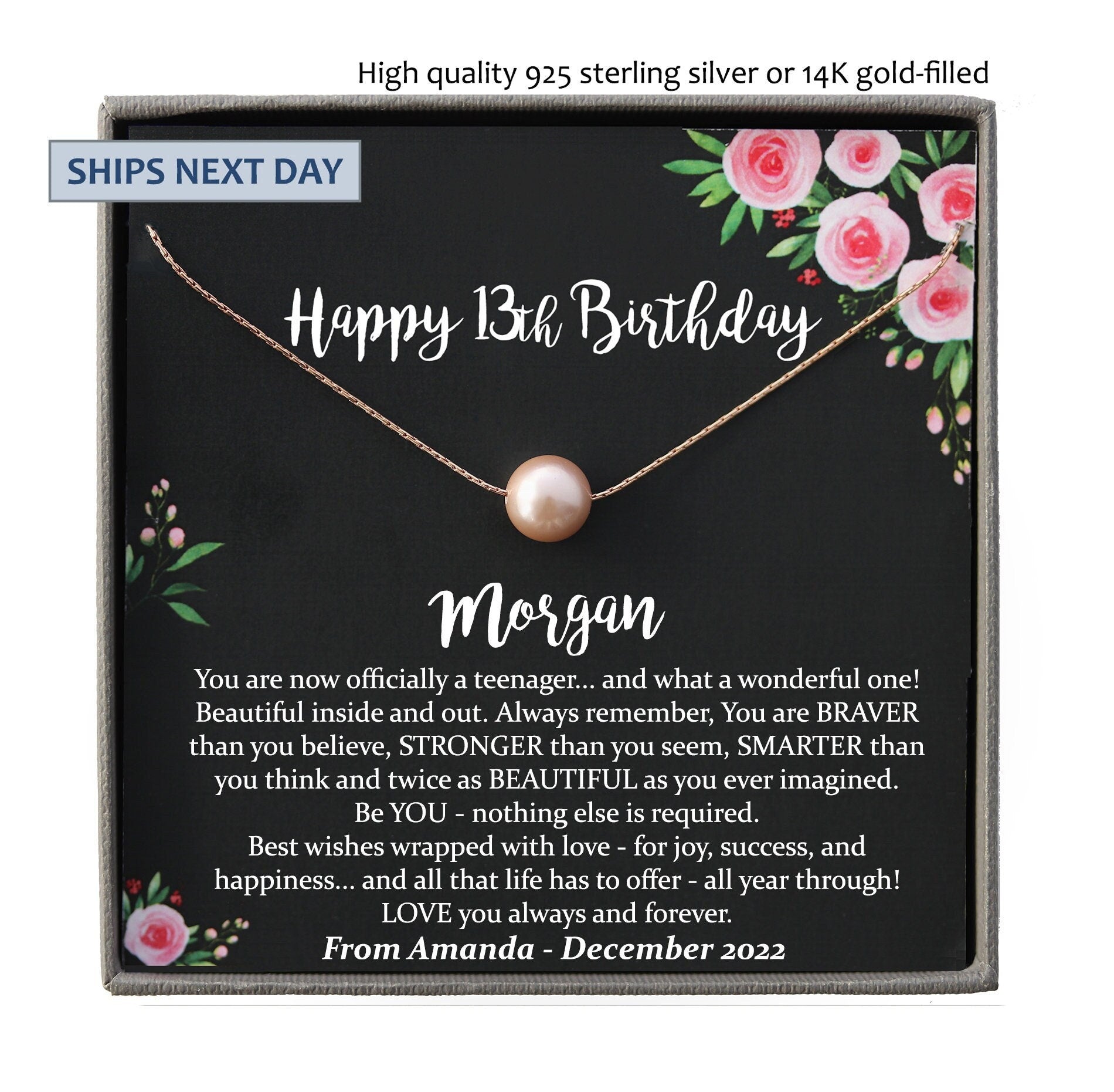 13th Birthday Girl, 13th Birthday Gift Official Teenager, Thirteenth Birthday Necklace, Gift for 13 Year Old Girl Gifts, Teen Birthday