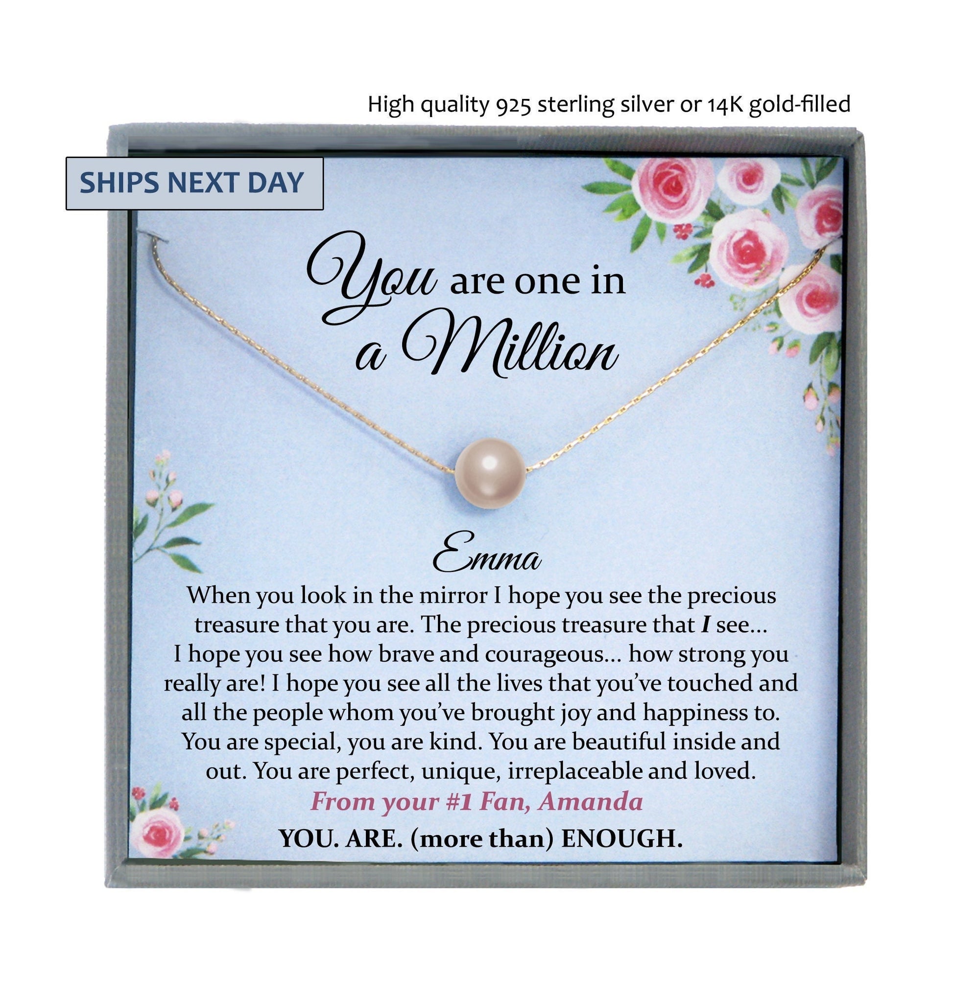 You Are Enough Necklace, Affirmation Necklace, Encouragement Gift, Motivational Gift, You're One in a Million Mindfulness Gift