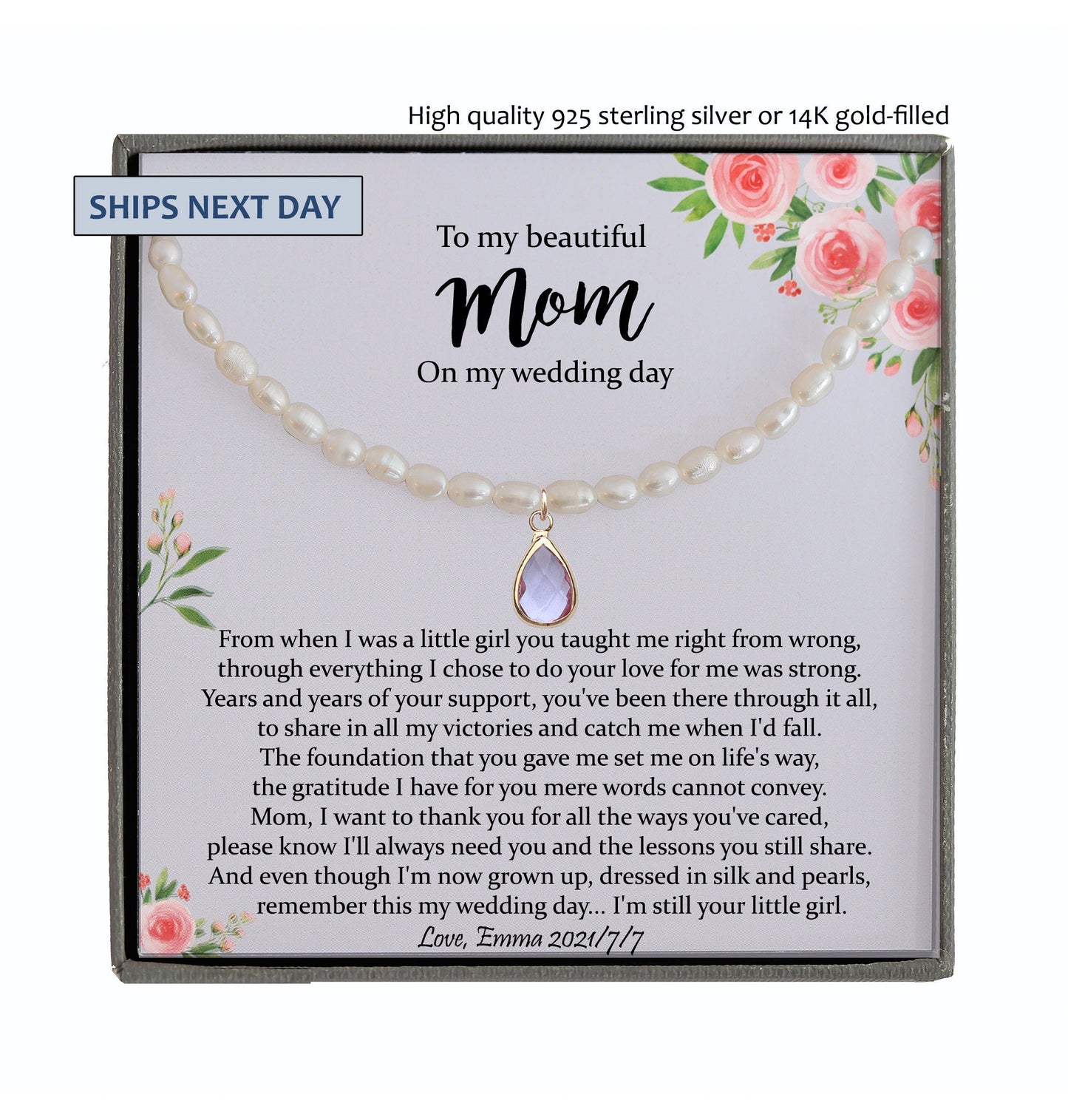 Mother of the Bride Gift from Daughter Mother of the Bride Necklace from Bride Real Pearl Necklace Mom of Bride Gift To Mom, Real Pearl