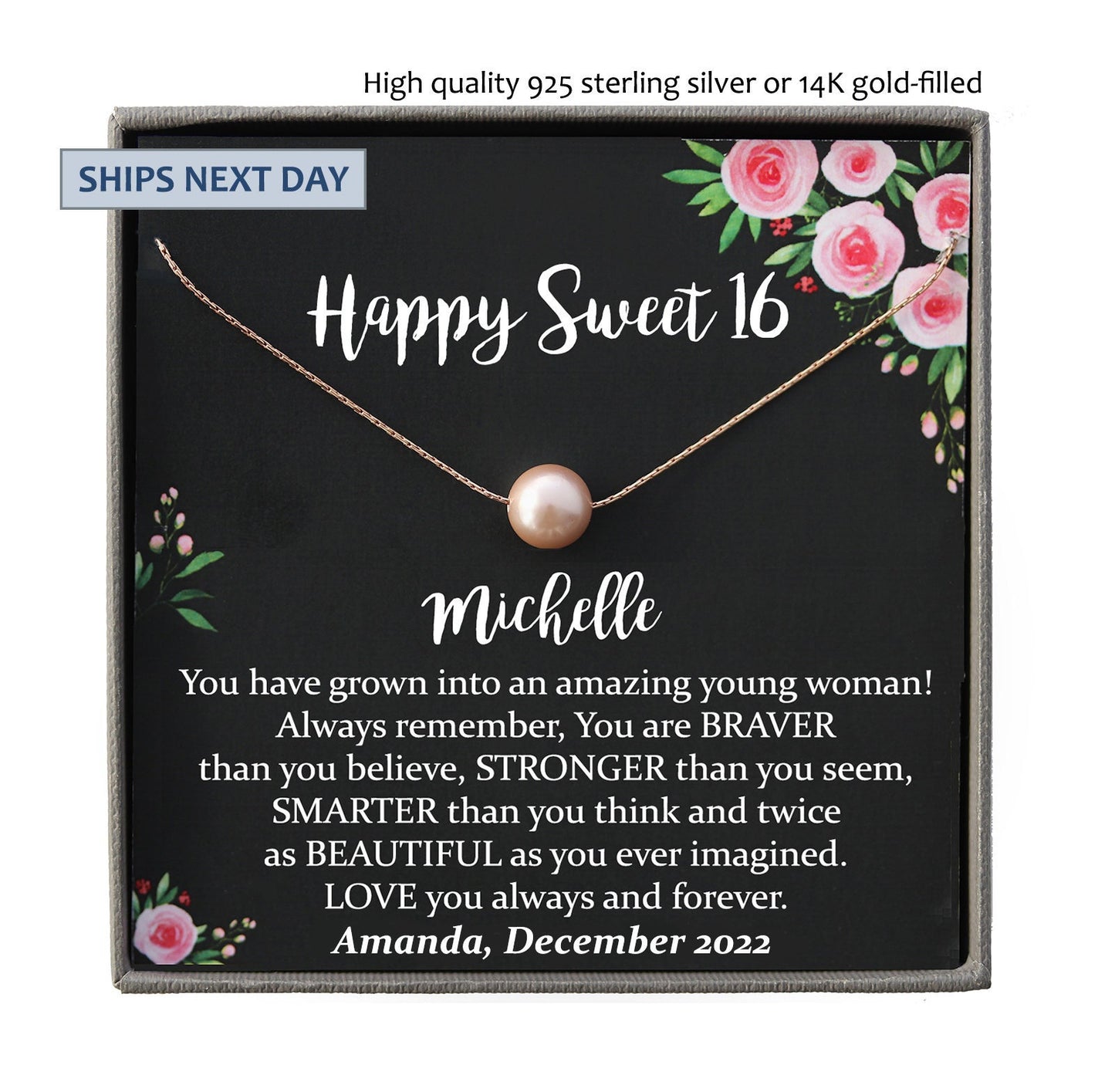 Sweet 16 gift, 16th birthday gift girl Necklace, sweet 16 necklace, gift for 16 year old girl, Sweet sixteen jewelry