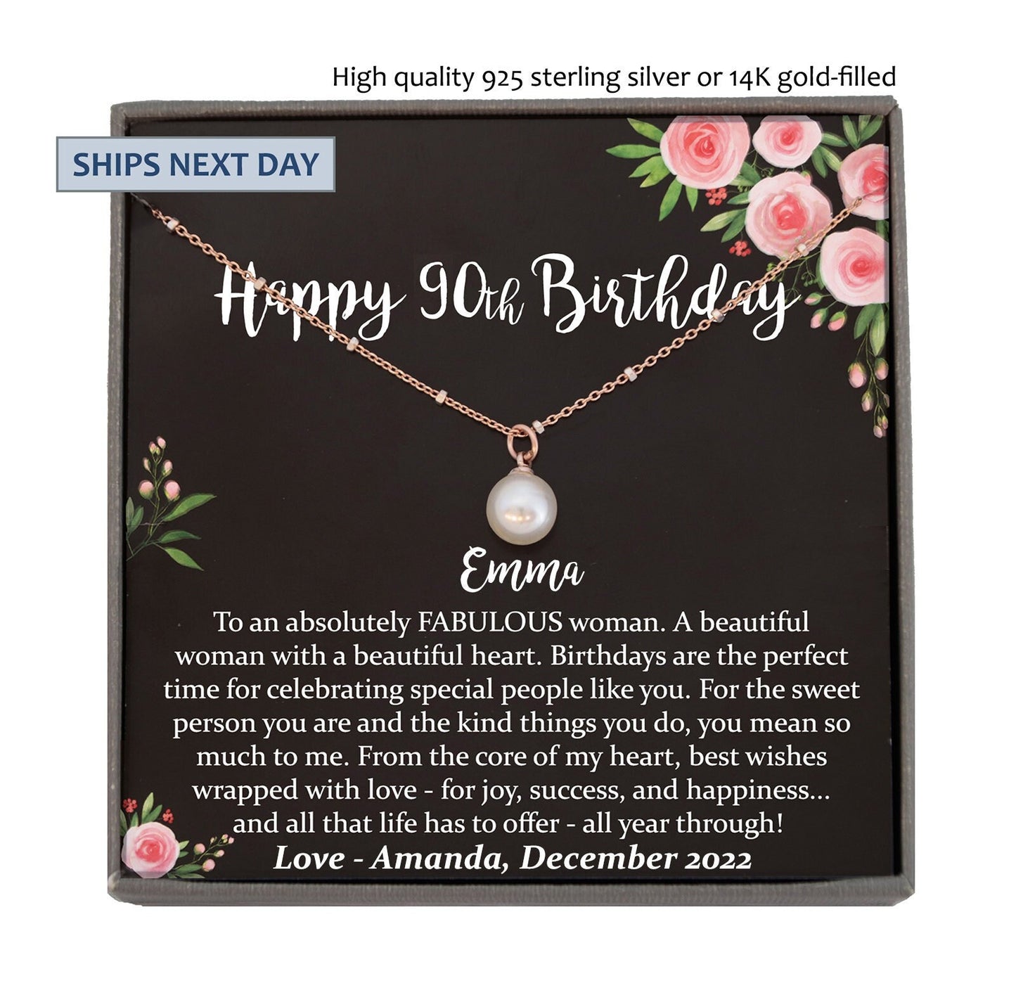 90th Birthday Gift for Women, 90 year old birthday gift, 90th birthday necklace, gift for 90 year old woman, Personalized 90th Birthday Gift