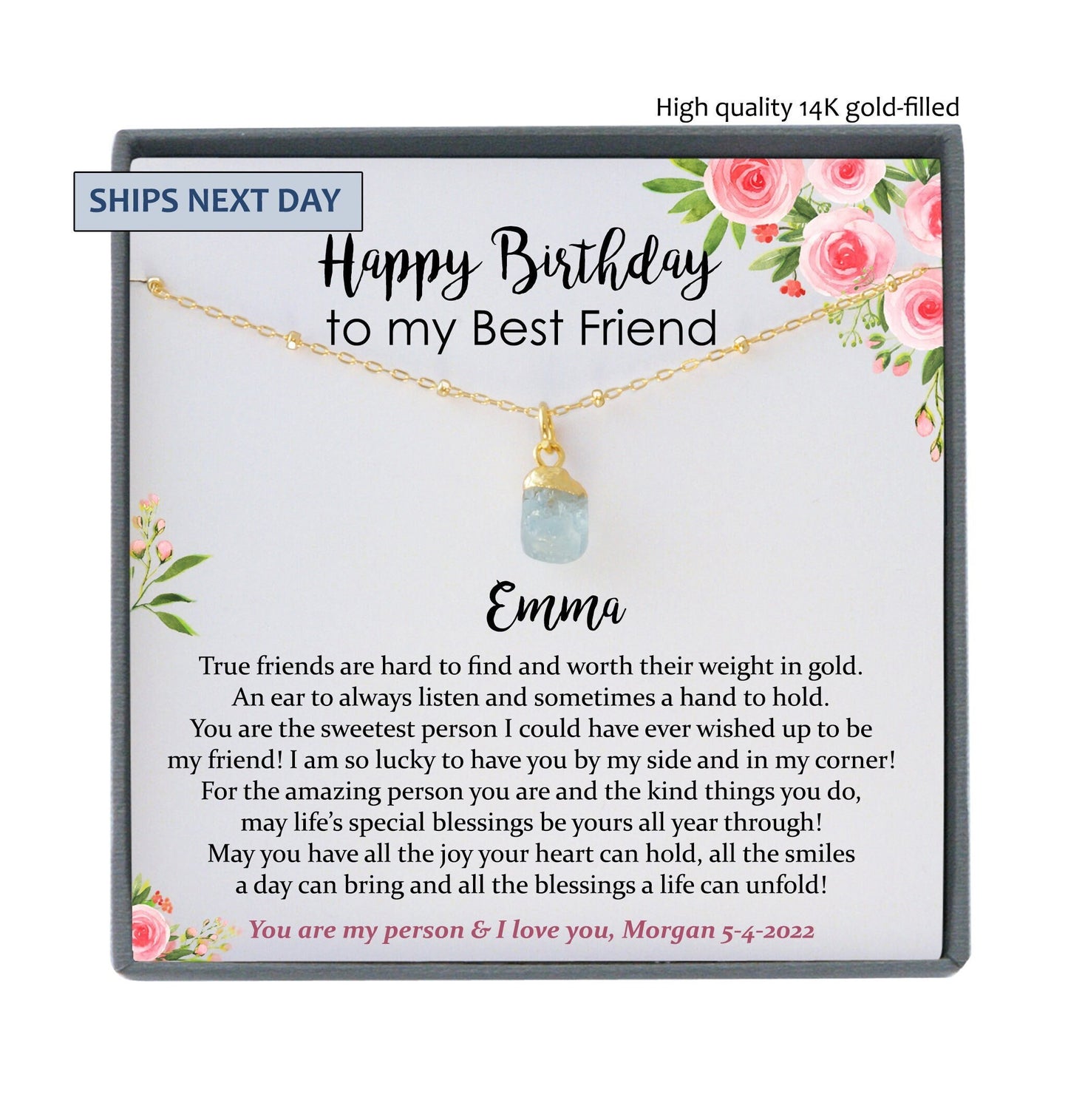 Birthday Gifts for Best Friend Birthday Gift for bff Birthday Gift Happy Birthday Friend Gifts for Friend Necklace, Personalized Birthstone