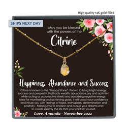 Raw Citrine Necklace, Citrine Pendant Necklace, Natural Citrine Necklace, Real Citrine Birthstone Necklace Genuine Citrine November Birthday