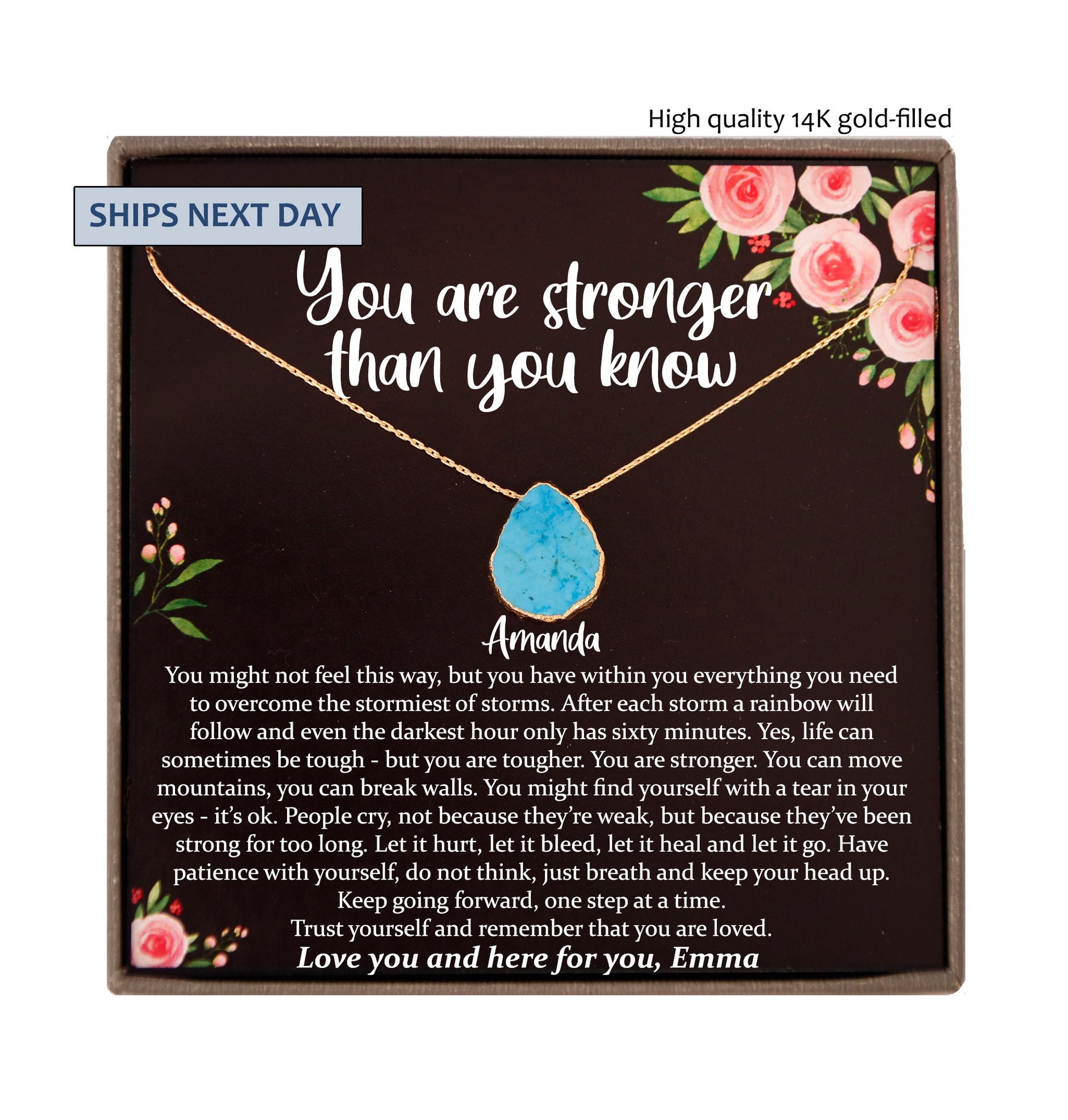 Encouragement gift, Sympathy Gift Necklace, Uplifting Gifts for Women: Illness, Cancer Chemo Sickness Miscarriage Empathy Strength Divorce