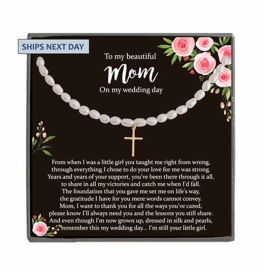 Mother of the Bride Gift from Daughter Mother of the Bride Necklace from Bride Real Pearl Necklace Mom of Bride Gift To Mom, Real Pearl