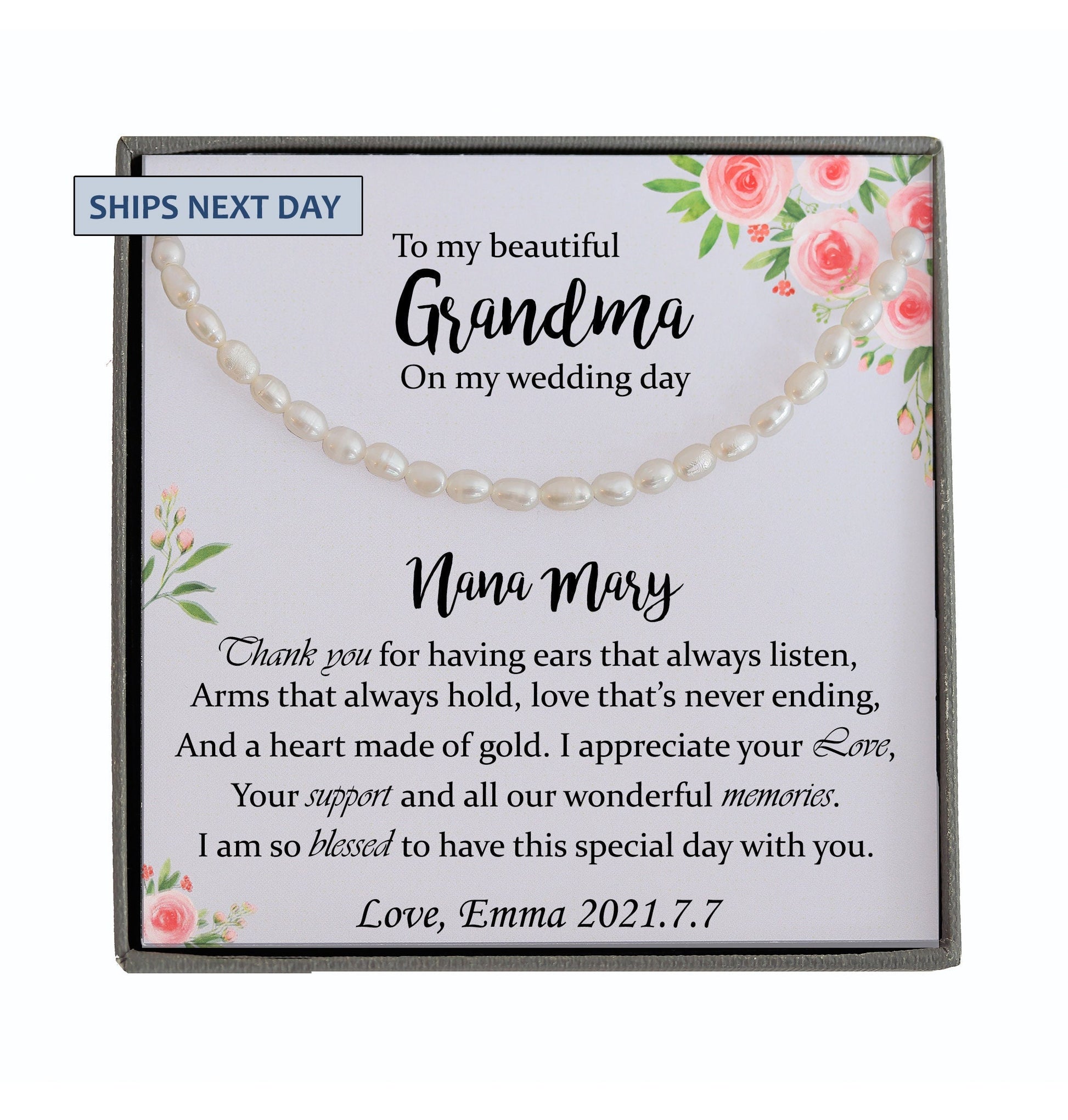Grandmother of the Bride Gift to Grandma Wedding Gift for Grandma of the Bride Grandmother Wedding Grandmother Gift from bride Real Pearl