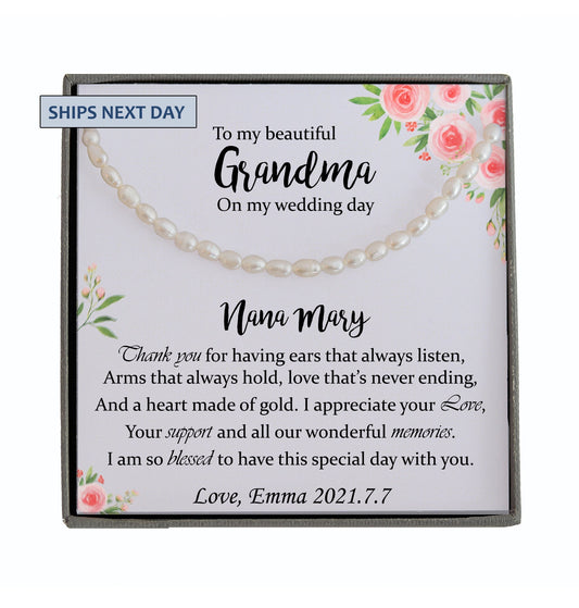Grandmother of the Bride Gift to Grandma Wedding Gift for Grandma of the Bride Grandmother Wedding Grandmother Gift from bride Real Pearl