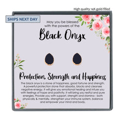 Black Onyx Earrings Studs Gold for women, Onyx Stud Earrings, Small Black Stud Earrings Gemstone Earrings, Gold Electroplated Black Earrings