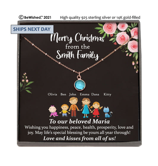 Christmas Gift Ideas Personalized Gift Ideas for women, Personalized Gift Necklace, Custom Family Gifts, Custom Family Birthstones Necklace
