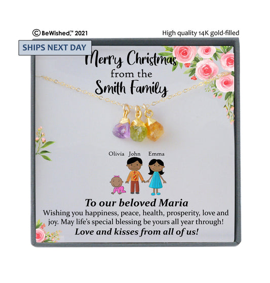 Custom Family Birthstones Necklace, Christmas Gift Ideas Personalized Gift Ideas for women, Personalized Gift Necklace, Custom Family Gifts