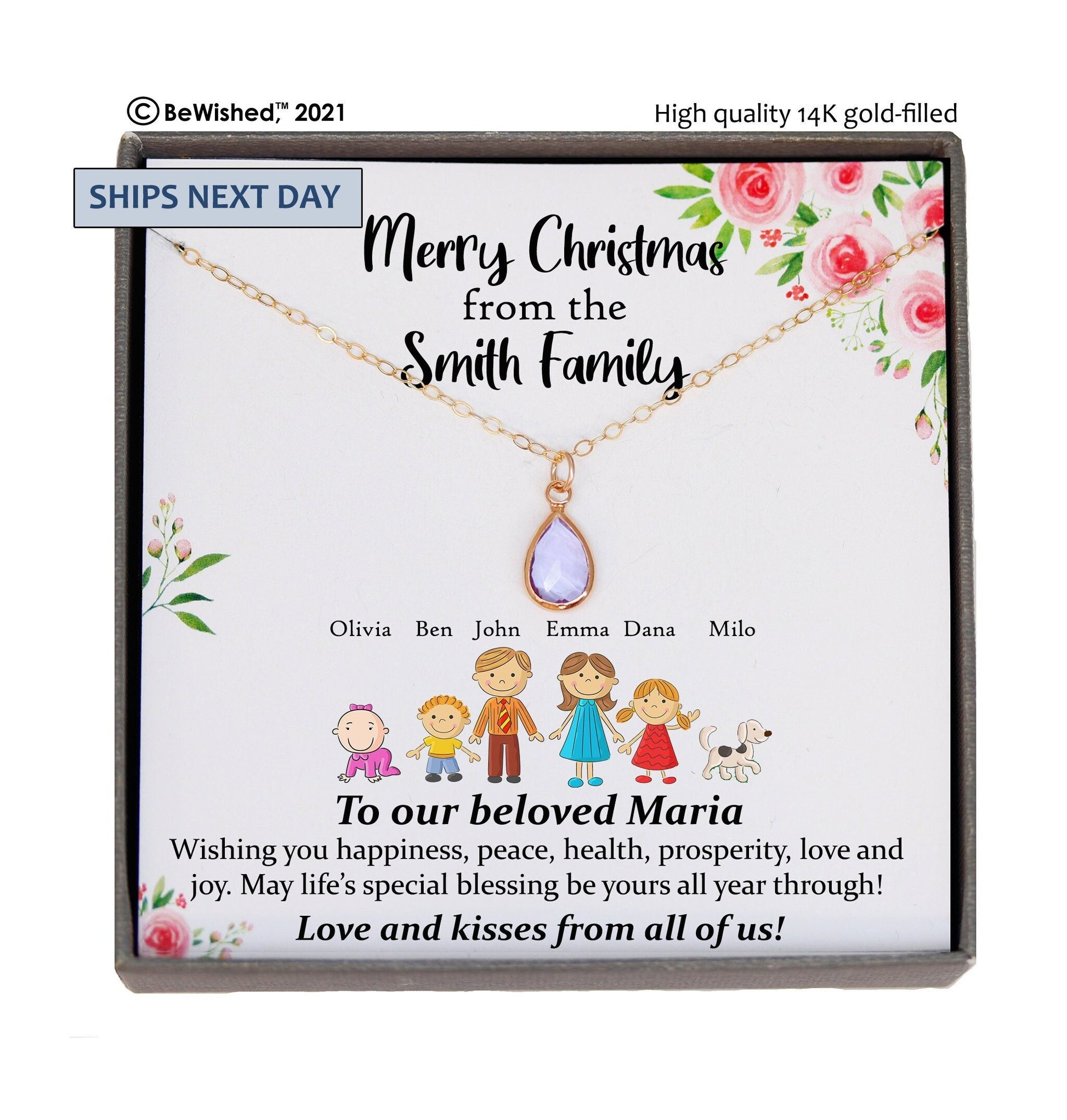 Christmas Gift Ideas Personalized Gift Ideas for women, Personalized Gift Necklace, Custom Family Gifts, Custom Family Portrait Illustration