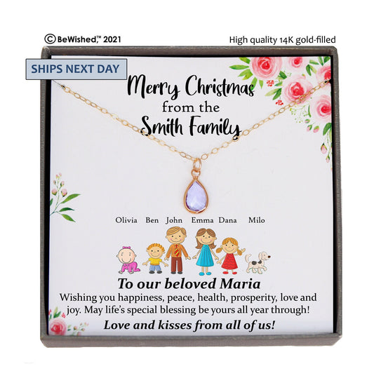 Christmas Gift Ideas Personalized Gift Ideas for women, Personalized Gift Necklace, Custom Family Gifts, Custom Family Portrait Illustration