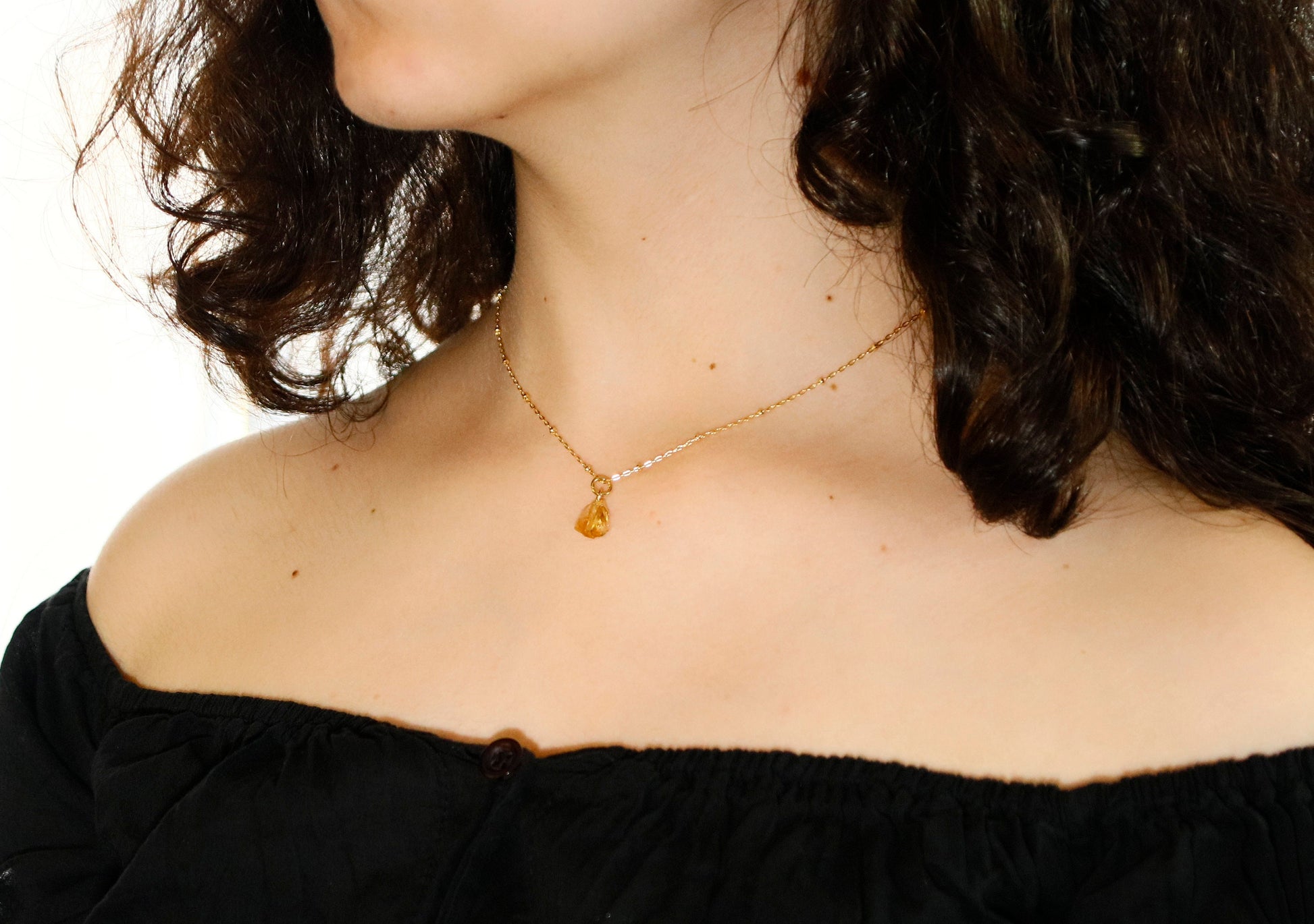 November Birthstone Necklace, Raw Citrine Necklace, Genuine Gemstone Necklace for Women, November Birthday Gifts Personalized November Gift