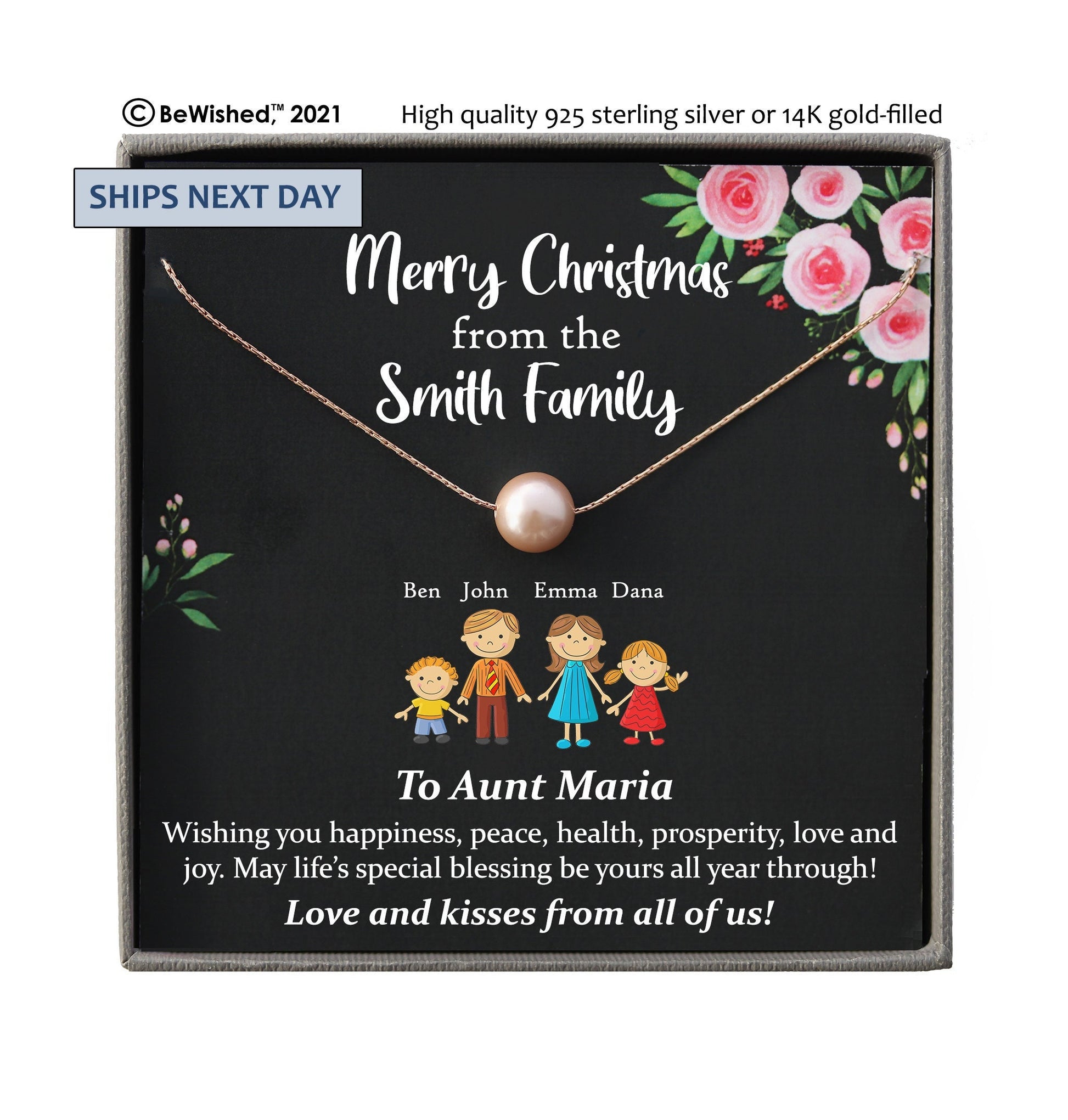 Christmas Gift Ideas Personalized Gift Ideas for women, Personalized Gift Necklace, Custom Family Gifts, Custom Family Portrait Illustration