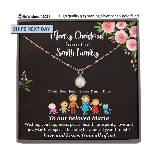 Christmas Gift Ideas Personalized Gift Ideas for women, Custom Family Gifts, Custom Family Portrait Illustration, Unique Mum Christmas Card