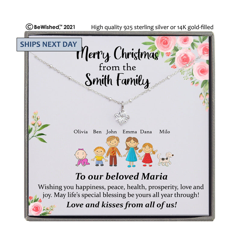 Christmas Gift Ideas Personalized Gift Ideas for women, Personalized Gift Necklace, Custom Family Gifts, Custom Family Portrait Illustration