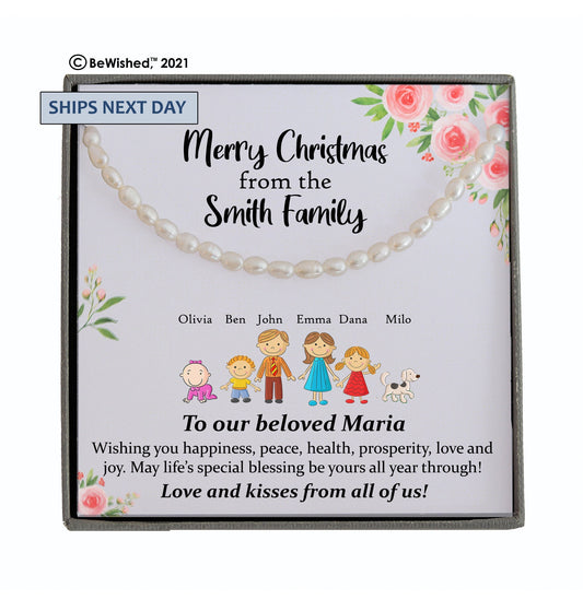 Personalized Gifts Christmas Gift Ideas Personalized Gift Ideas for women, Custom Family Gifts, Custom Family Portrait, Real Pearl Necklace