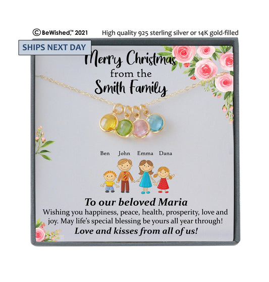 Custom Family Birthstones Necklace, Christmas Gift Ideas Personalized Gift Ideas for women, Personalized Gift Necklace, Custom Family Gifts