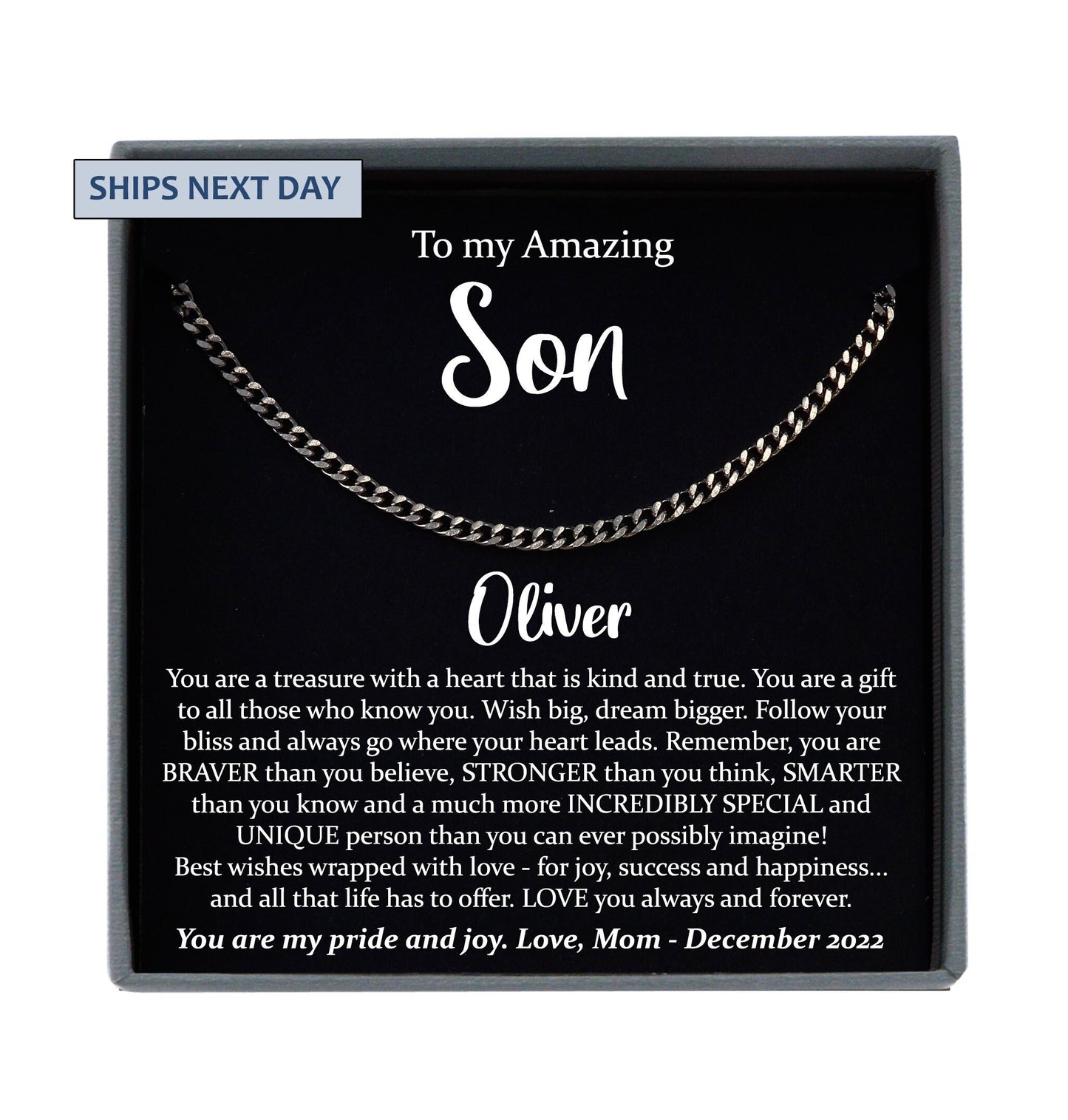 Gift for Son Birthday Gift for Son Christmas Gift for Son, Necklace for Son, Cuban Link Necklace Men, Personalized Son Gifts