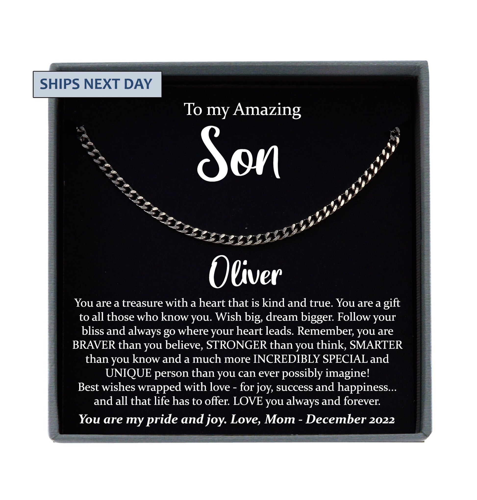 Gift for Son Birthday Gift for Son Christmas Gift for Son, Necklace for Son, Cuban Link Necklace Men, Personalized Son Gifts