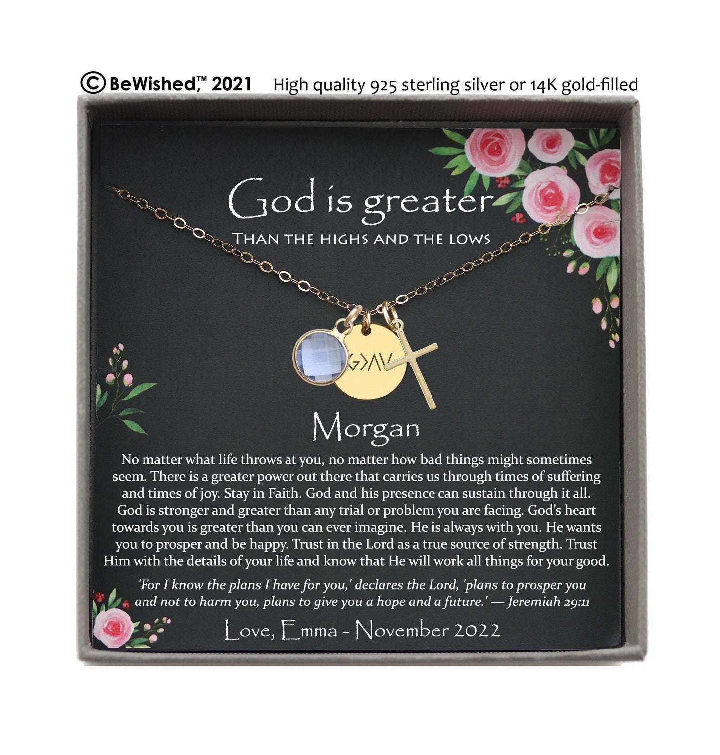 God is Greater than the Highs and Lows Necklace, Christian Encouragement gift, Sympathy Gift Necklace, Uplifting Gifts for Women, Disc