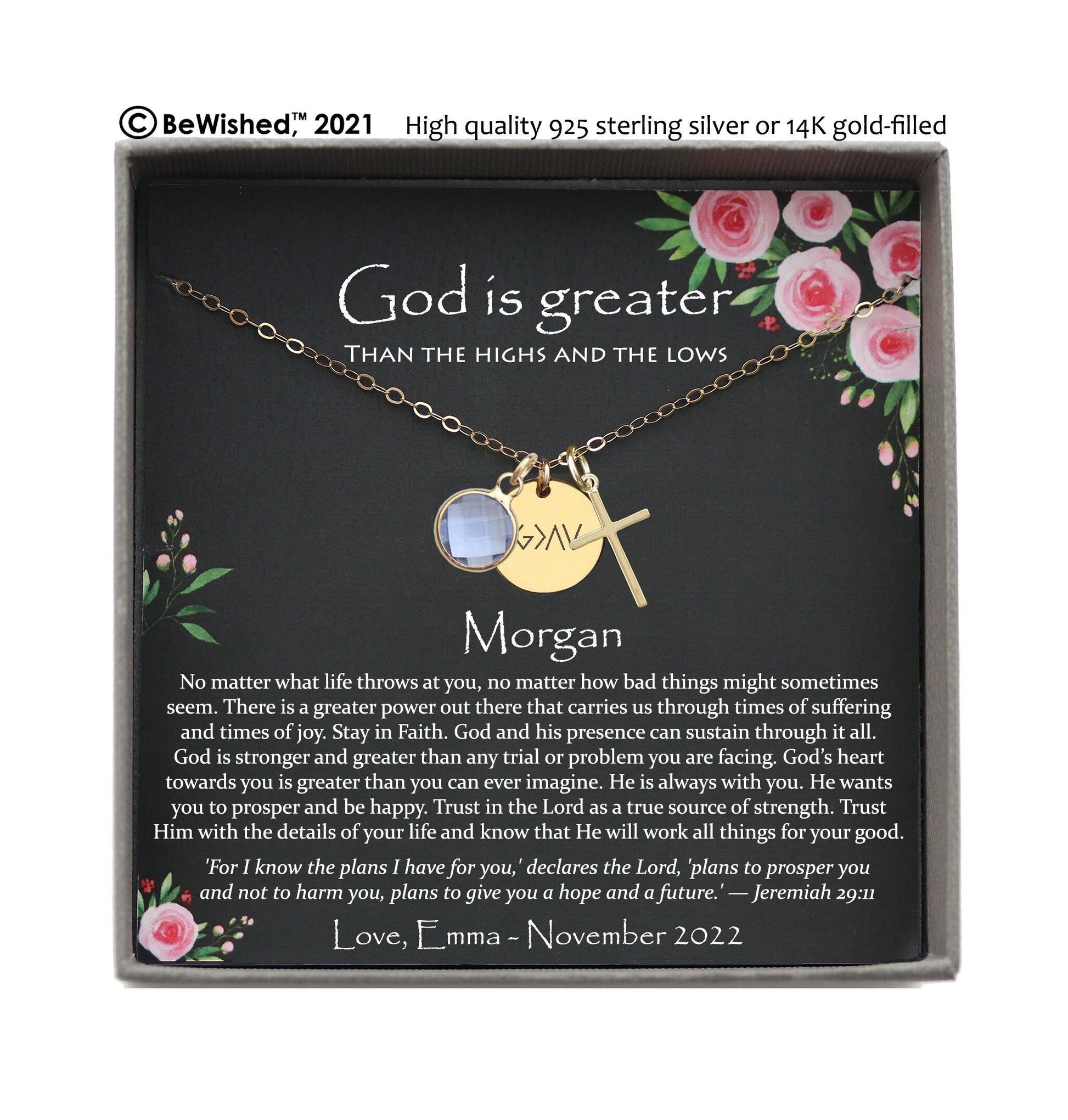 God is Greater than the Highs and Lows Necklace, Christian Encouragement gift, Sympathy Gift Necklace, Uplifting Gifts for Women, Disc