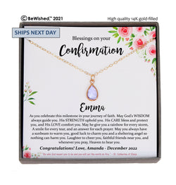 Confirmation Gifts for Girls, Personalized Gifts for Her, Birthstone Necklace with Meaningful Message, Confirmation Necklace with Poem