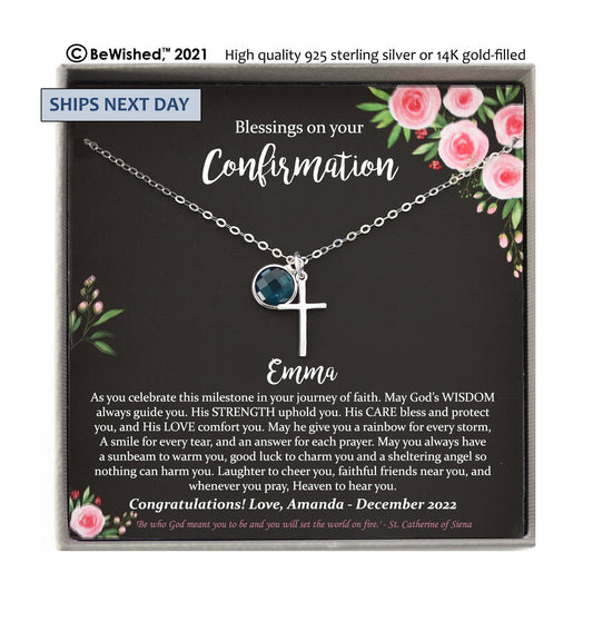 Confirmation Gifts for Girls, Confirmation Necklace Personalized Cross Necklace, Christian Gift, Baptism Gift, Christening First Communion