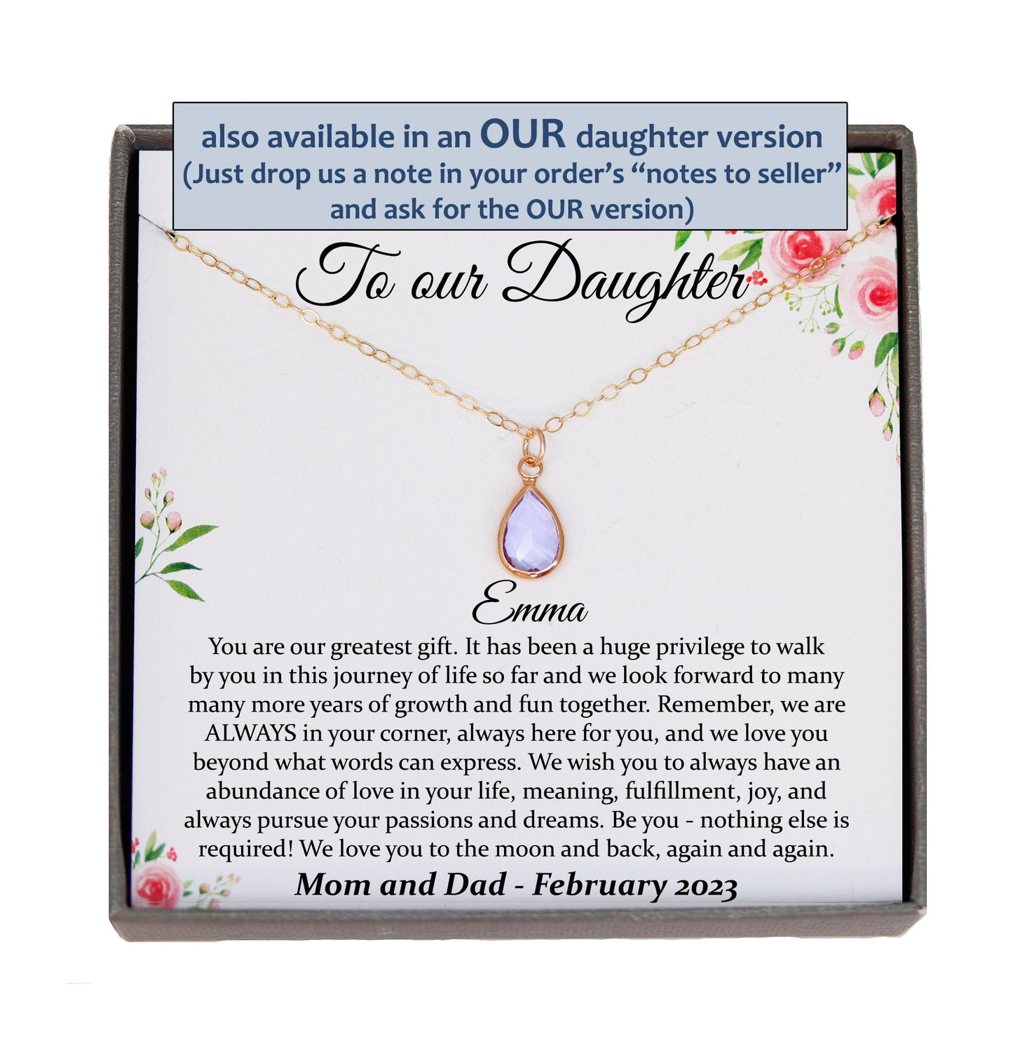 Daughter Gift from Mom to Daughter Necklace for Daughter Gift for Daughter from Dad Daughter Gift from Parents to Daughter Birthday Gift